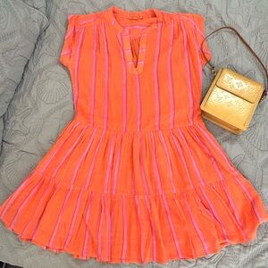 Oliphant Orange and Pink Striped Dress